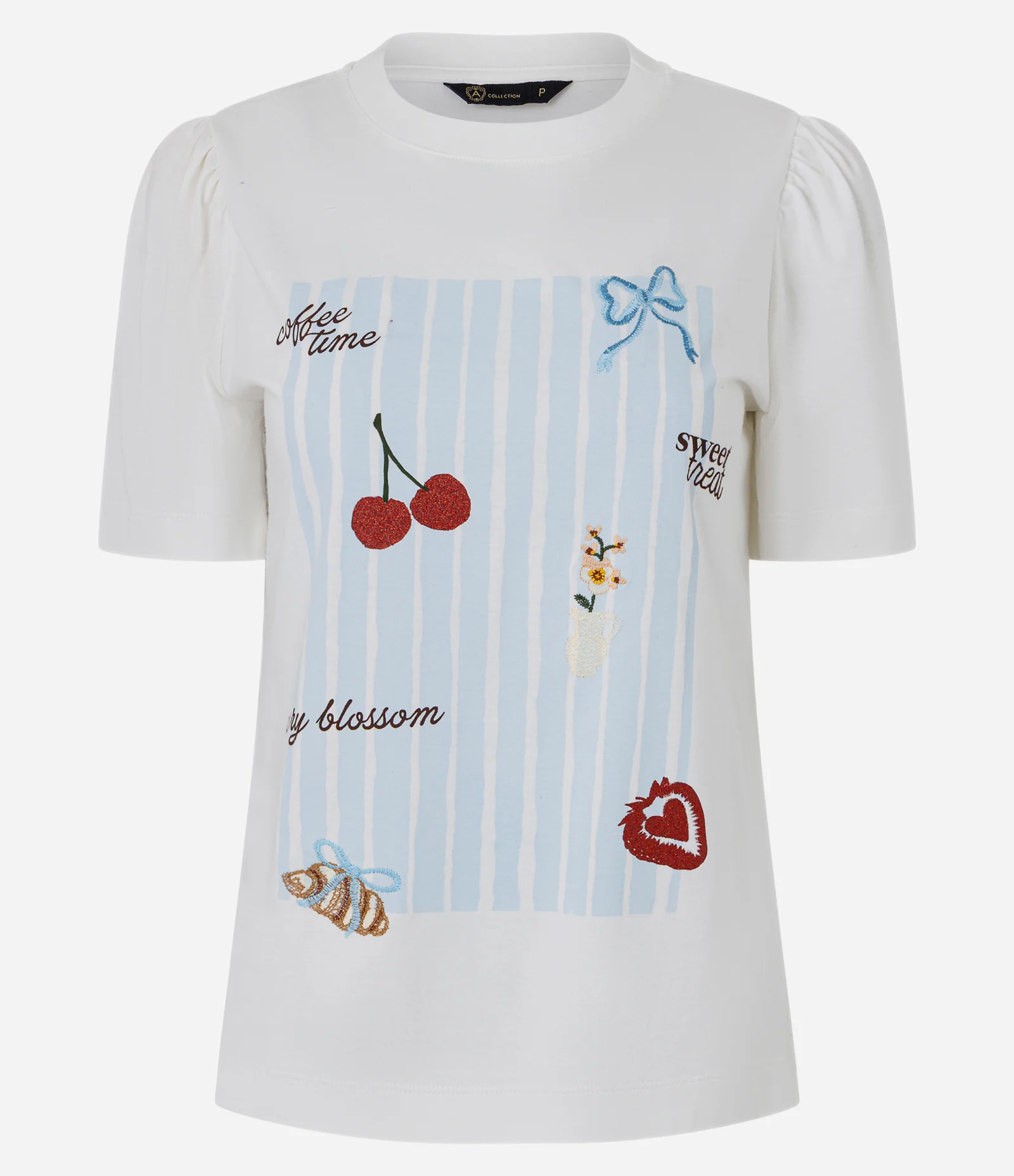 Camiseta com Manga Frufru com Estampa Divertida Branco 5