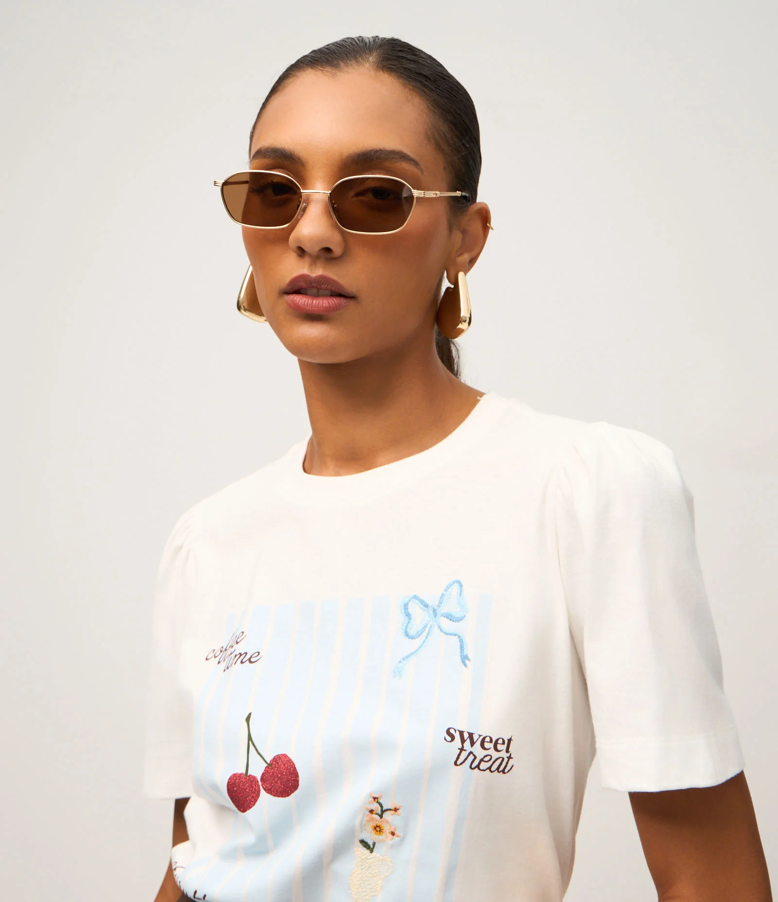 Camiseta com Manga Frufru com Estampa Divertida Branco 3