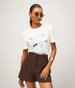 Camiseta com Manga Frufru com Estampa Divertida
