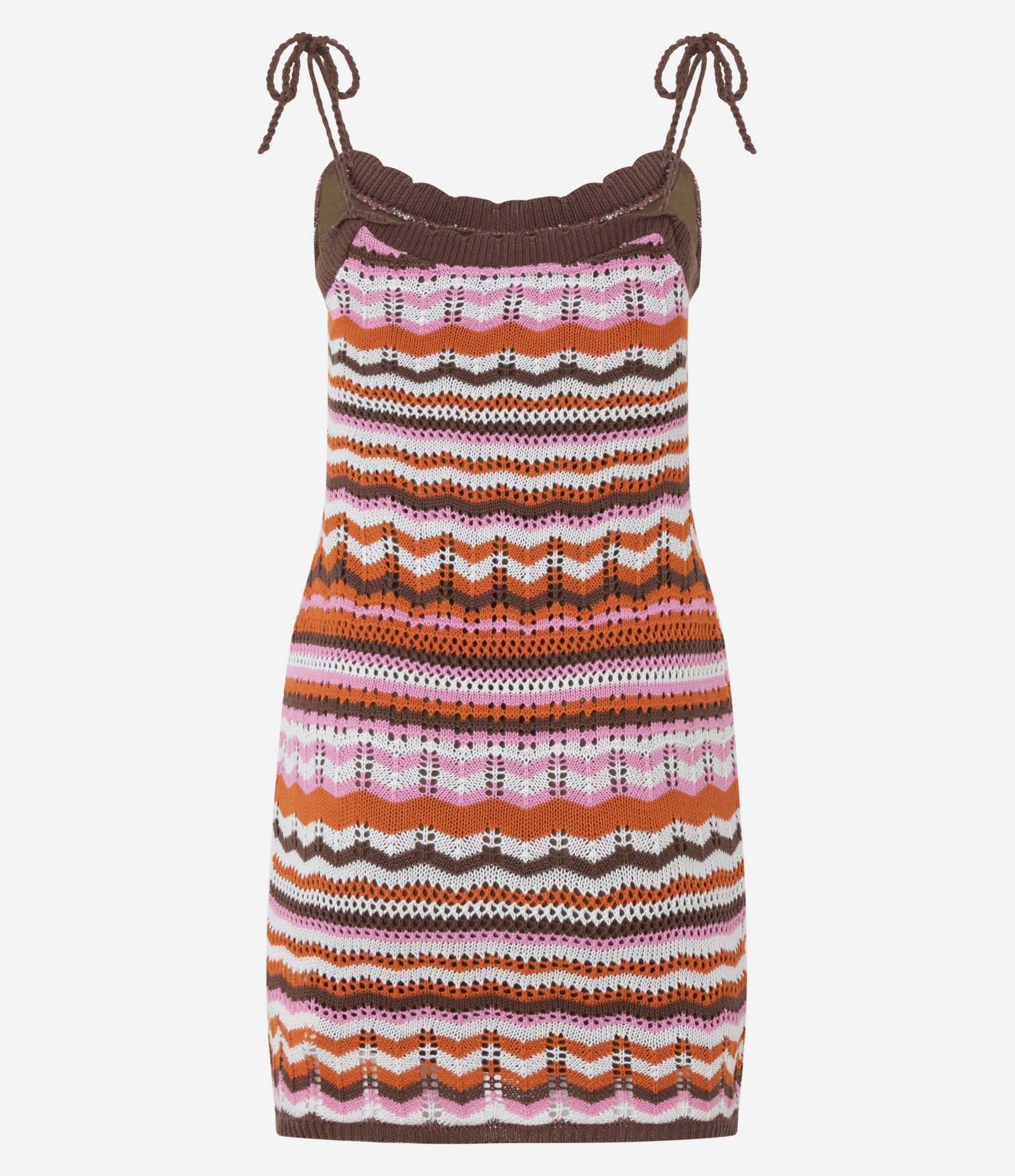 Vestido Curto em Tricô com Amarração nas Alças Multicores 9