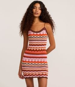 Vestido Curto em Tricô com Amarração nas Alças