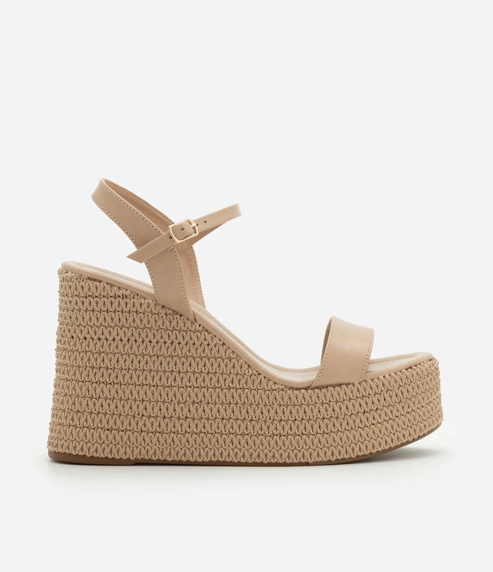 Sandália Plataforma com Salto em Salto Tresse Bege 1