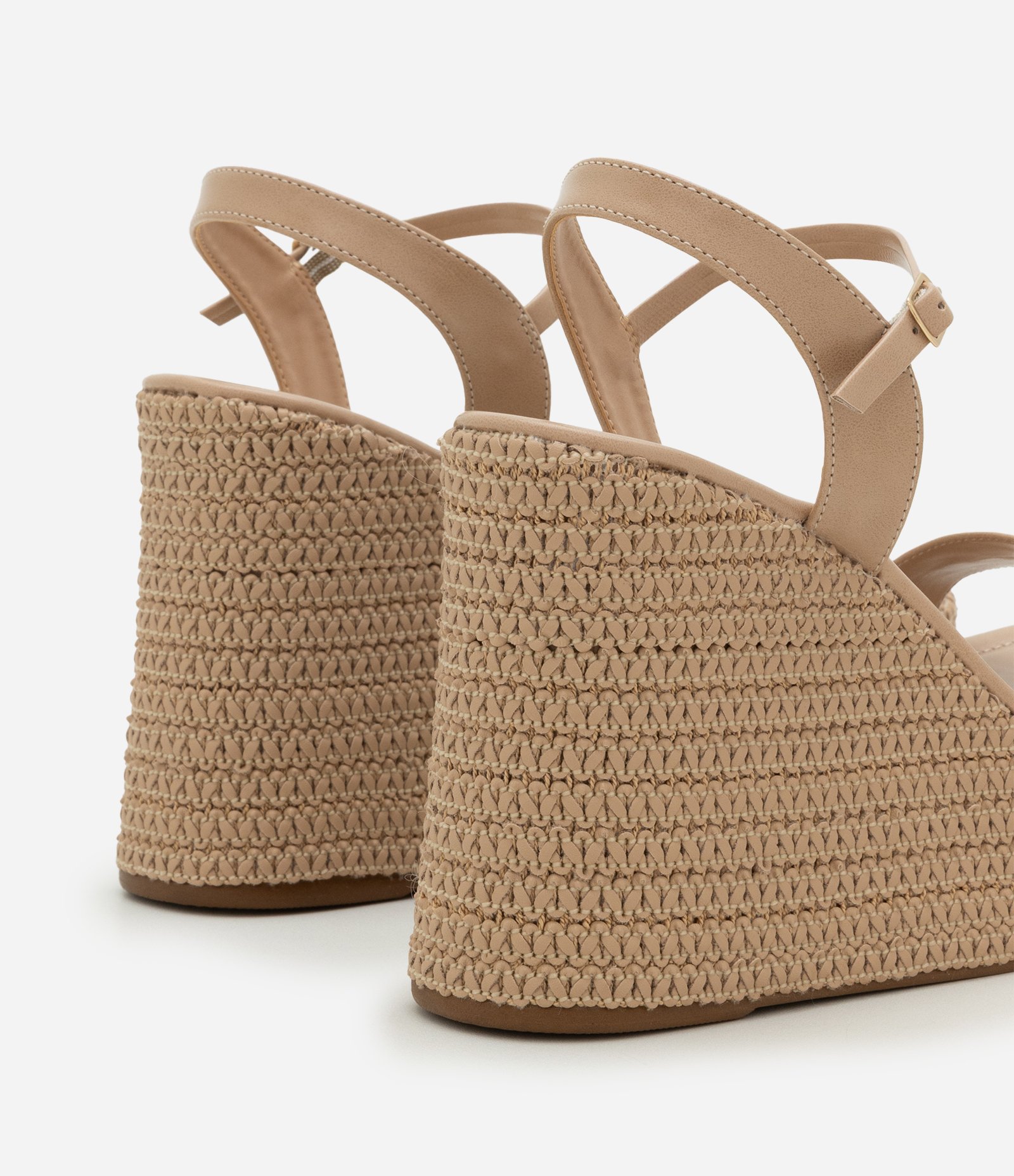 Sandália Plataforma com Salto em Salto Tresse Bege 5