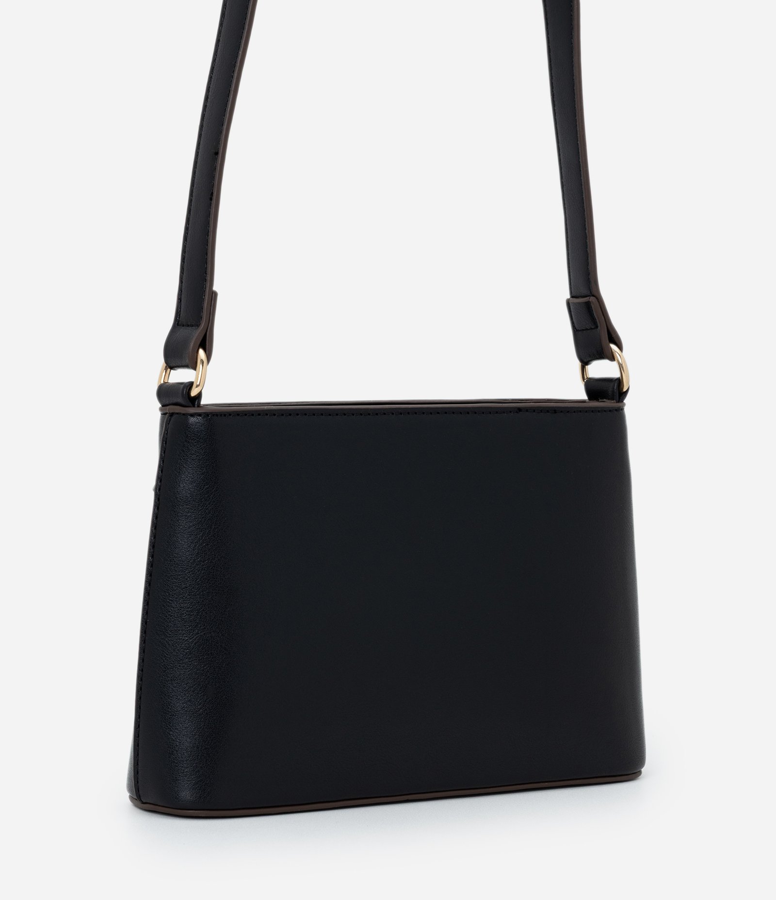 Bolsa Transversal Pequena em PU com Alça Longa Ajustável Preto 3