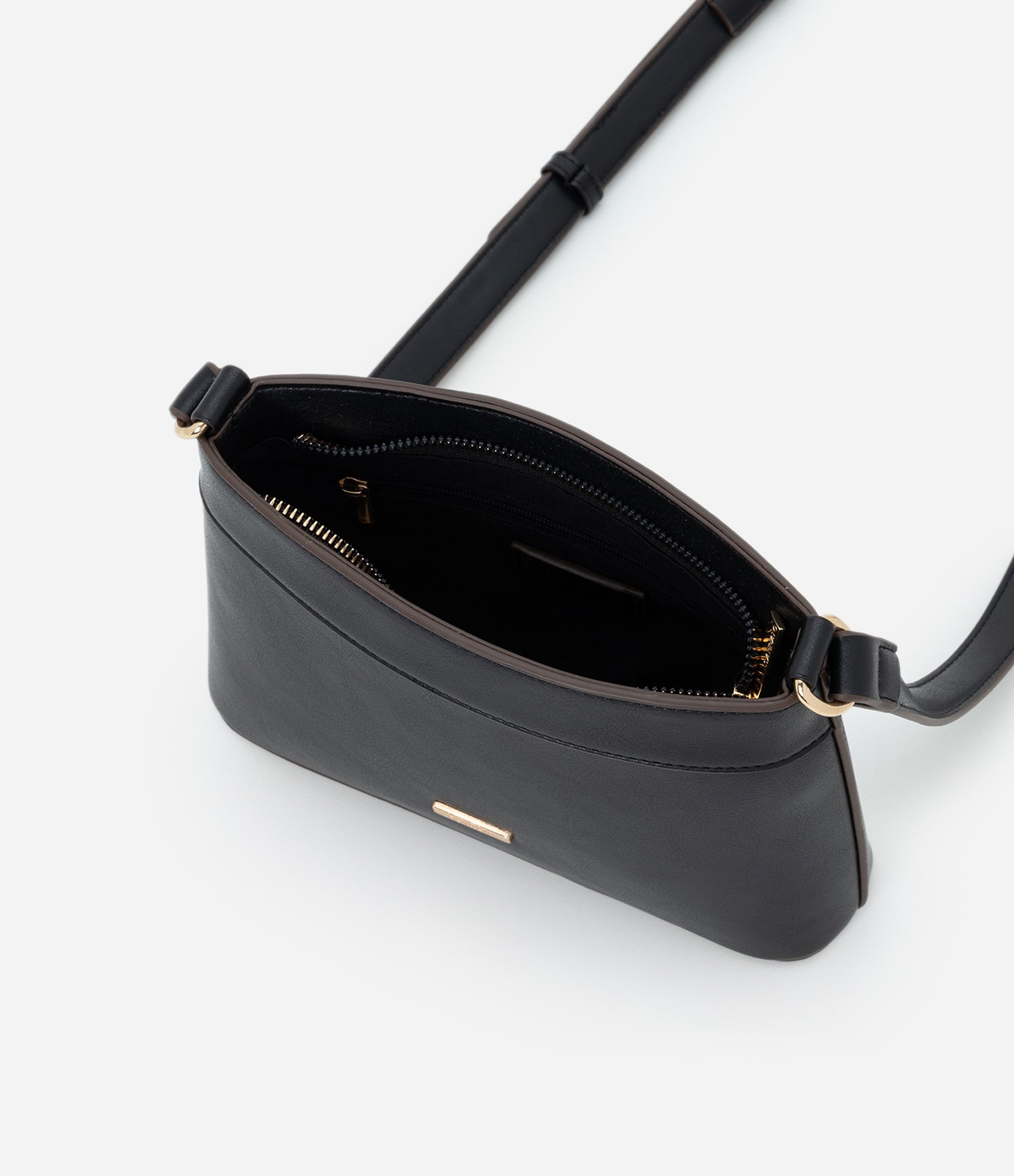 Bolsa Transversal Pequena em PU com Alça Longa Ajustável Preto 5