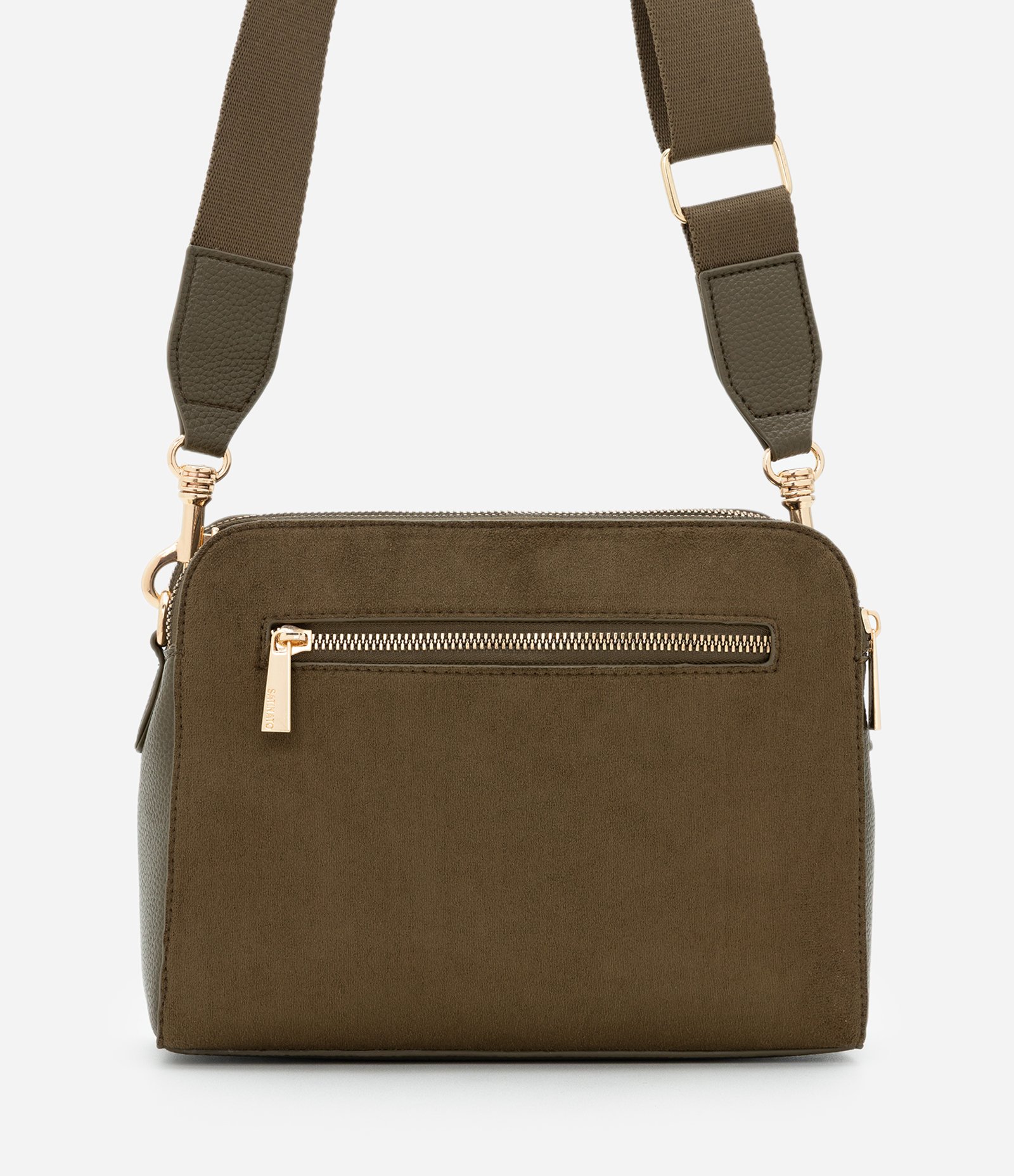 Bolsa Transversal Média em PU com Alça Larga Ajustável Verde 3