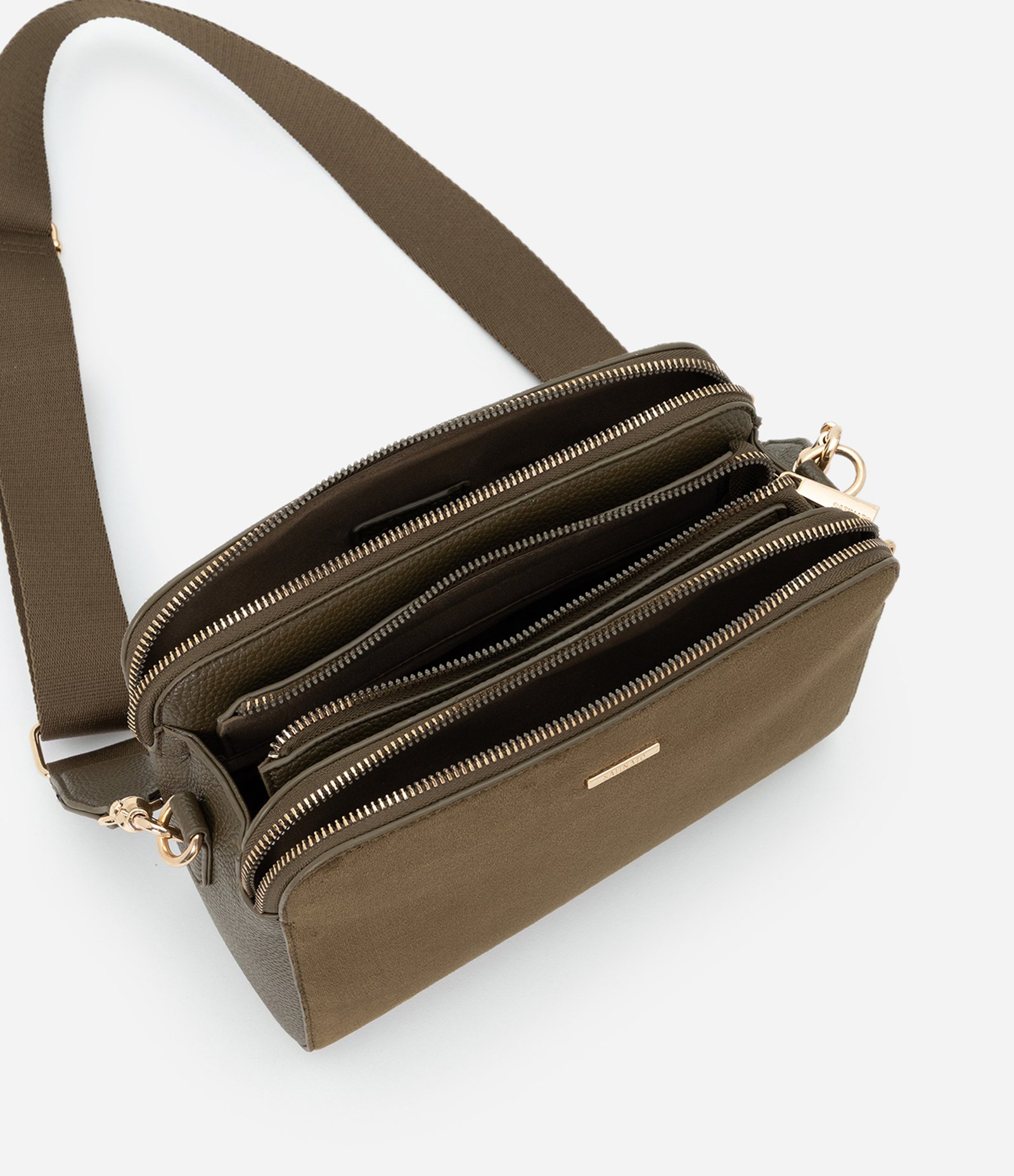 Bolsa Transversal Média em PU com Alça Larga Ajustável Verde 5