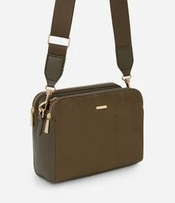 Bolsa Transversal Média em PU com Alça Larga Ajustável