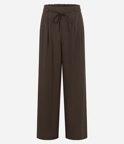 Calça Wide Leg Alfaiataria com Cintura Alta e Cinto Embutido