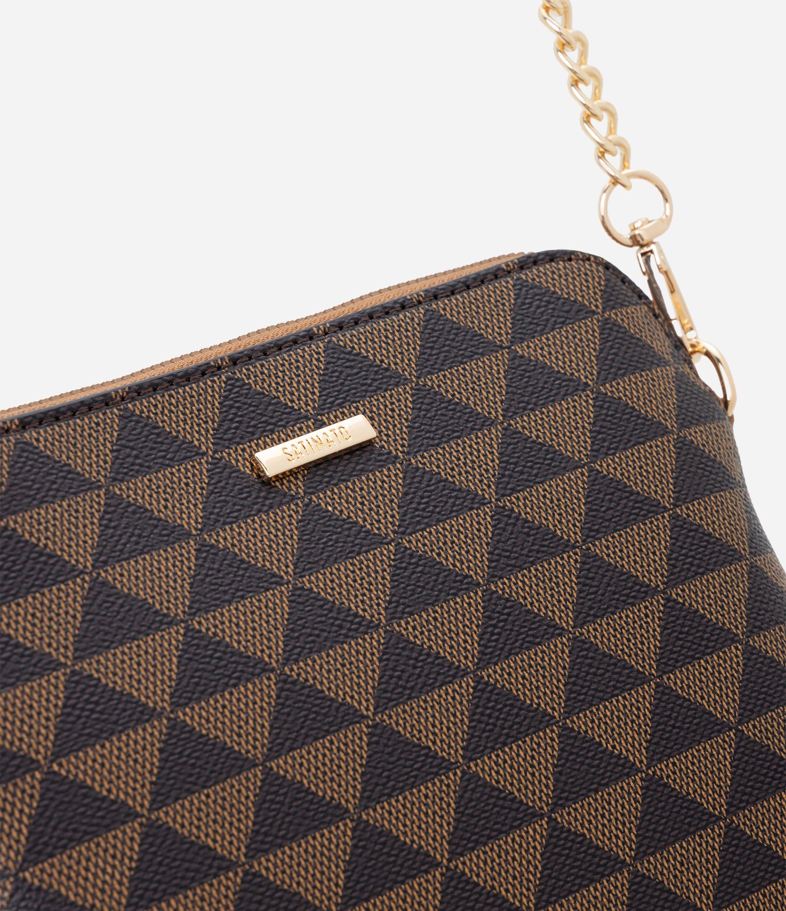 Bolsa Transversal Pequena em PU com Alça Corrente Marrom 4