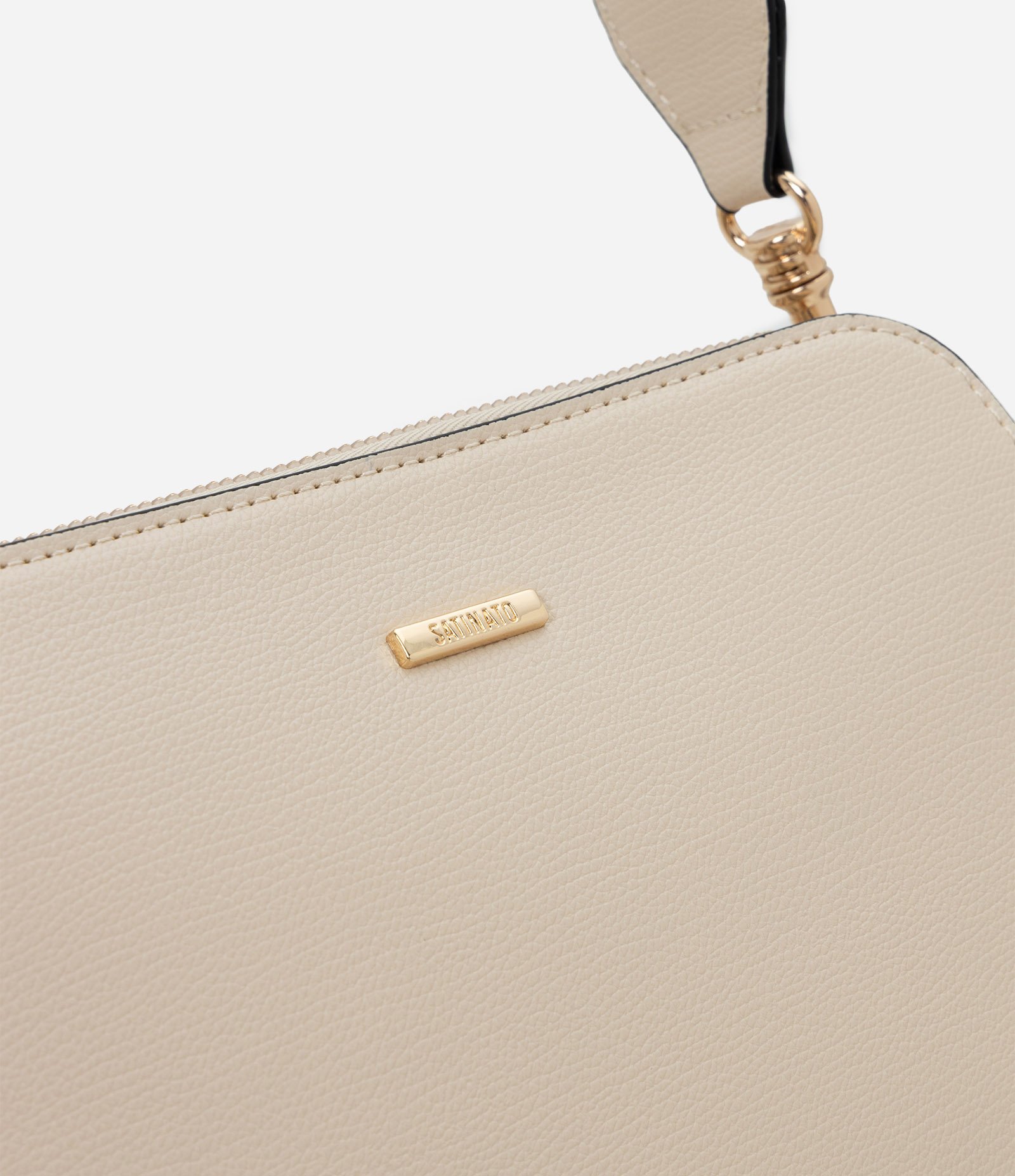 Bolsa Transversal Média em PU com Alça Larga Bege 5