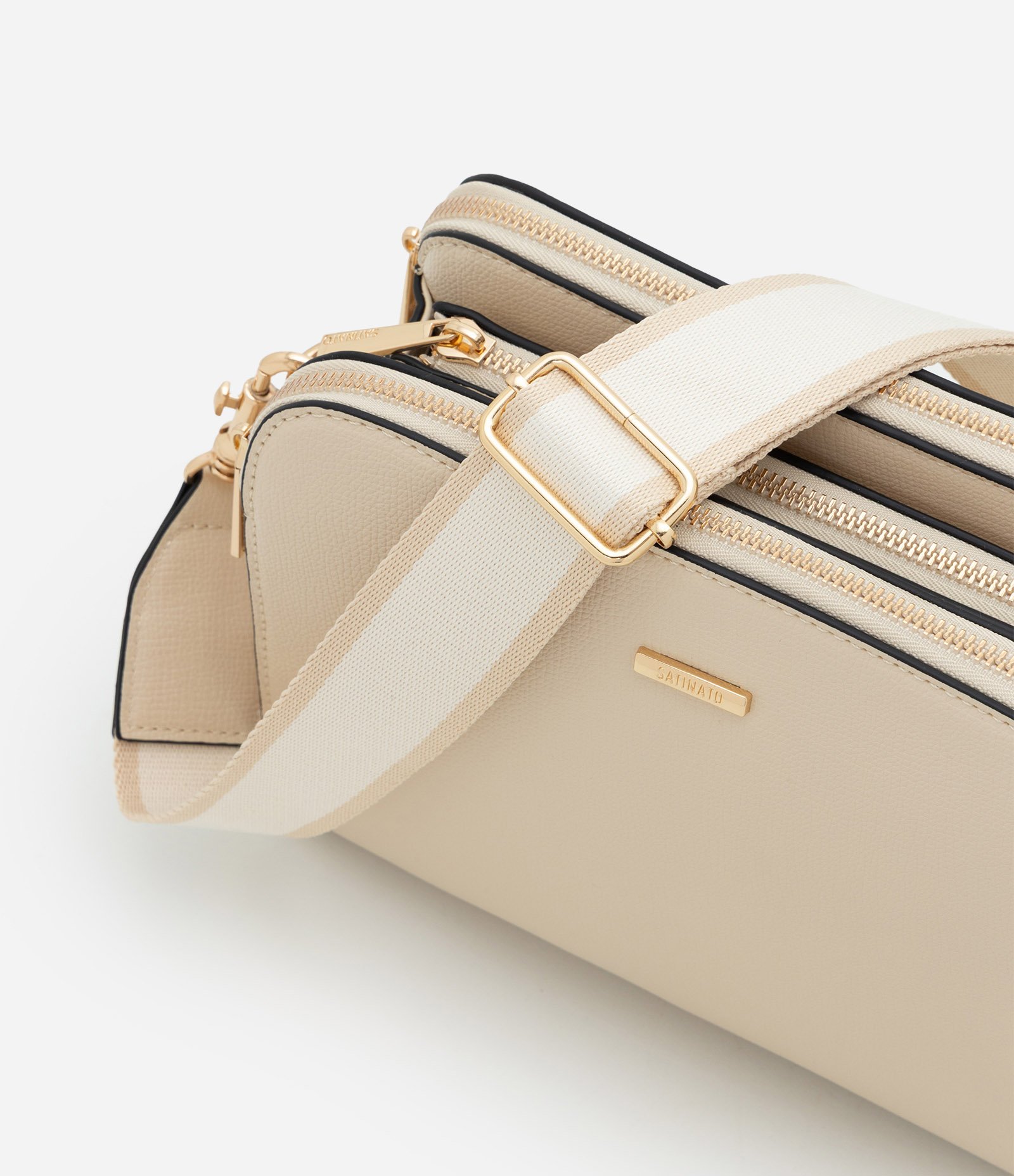 Bolsa Transversal Média em PU com Alça Larga Bege 7