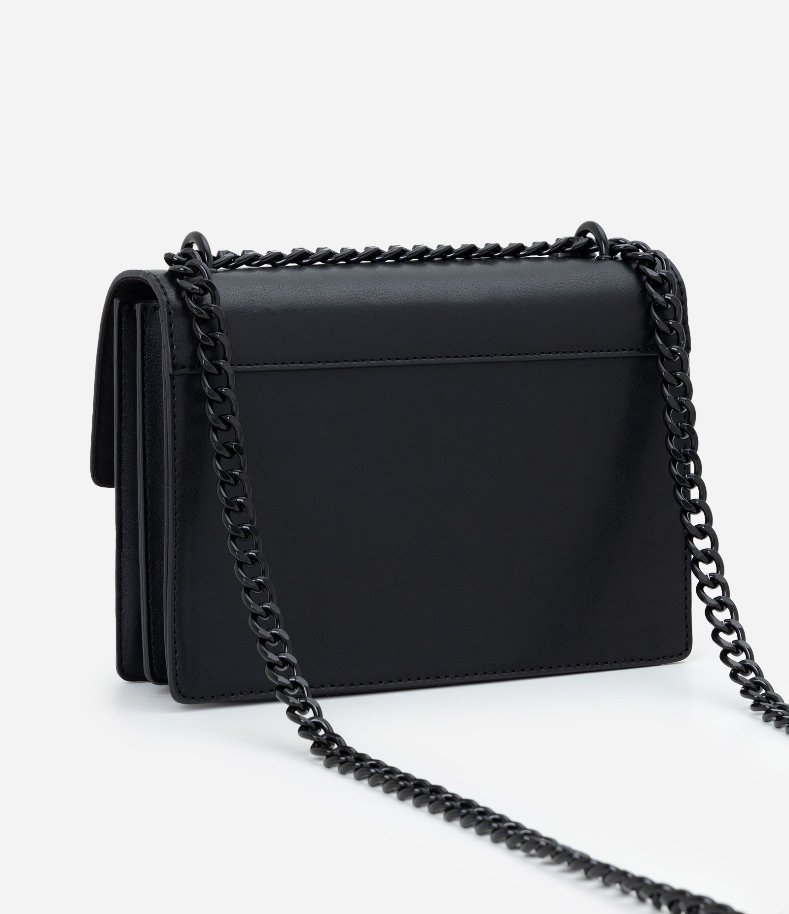 Bolsa Shoulder Média em PU com Alça em Corrente Preto 3
