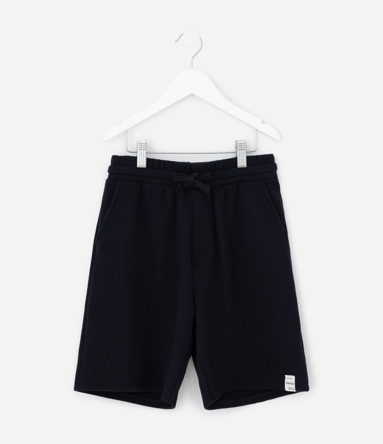 Bermuda Infantil com Textura Waffle - Tam 5 a 14 Anos Preto 1
