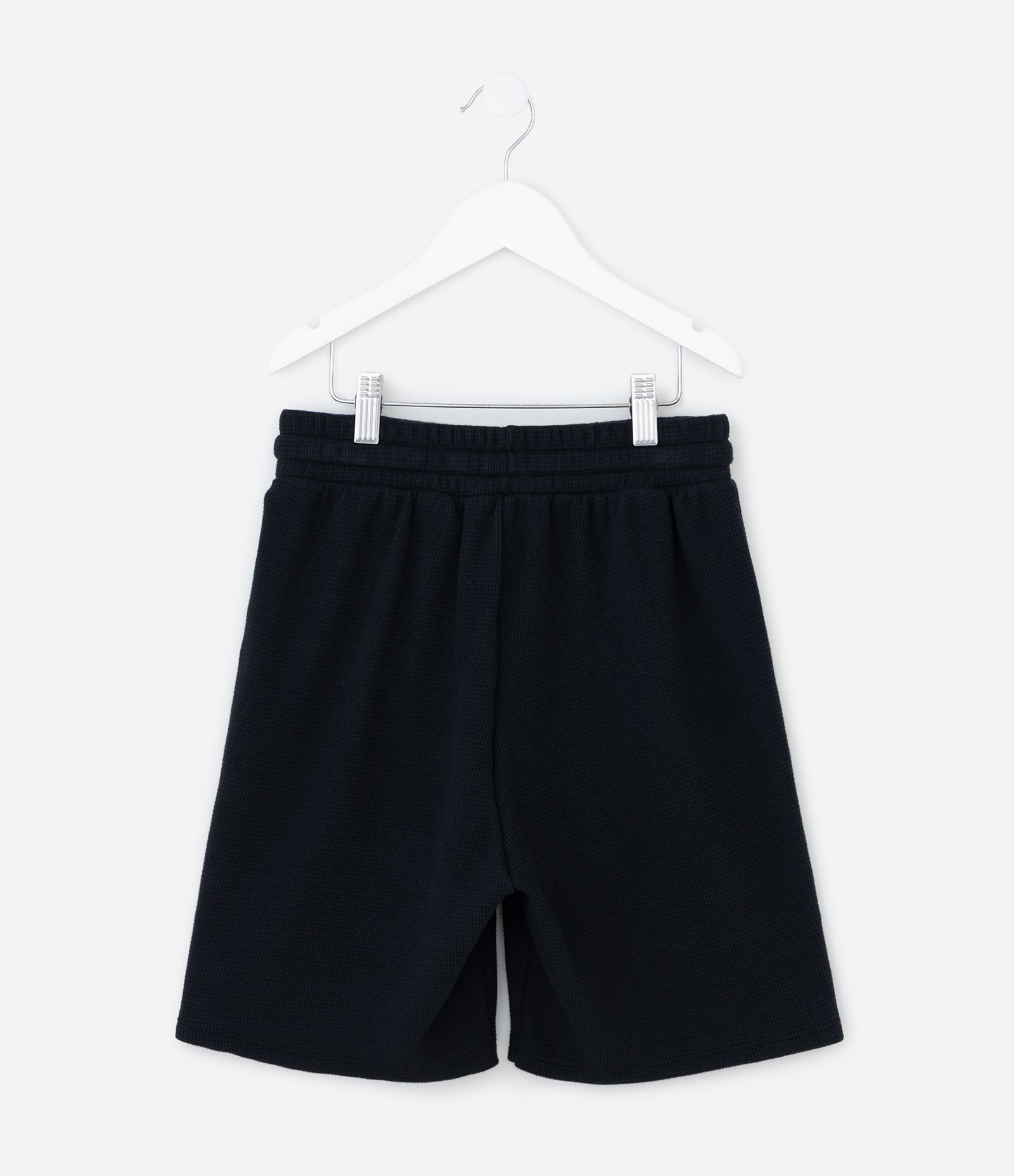 Bermuda Infantil com Textura Waffle - Tam 5 a 14 Anos Preto 2