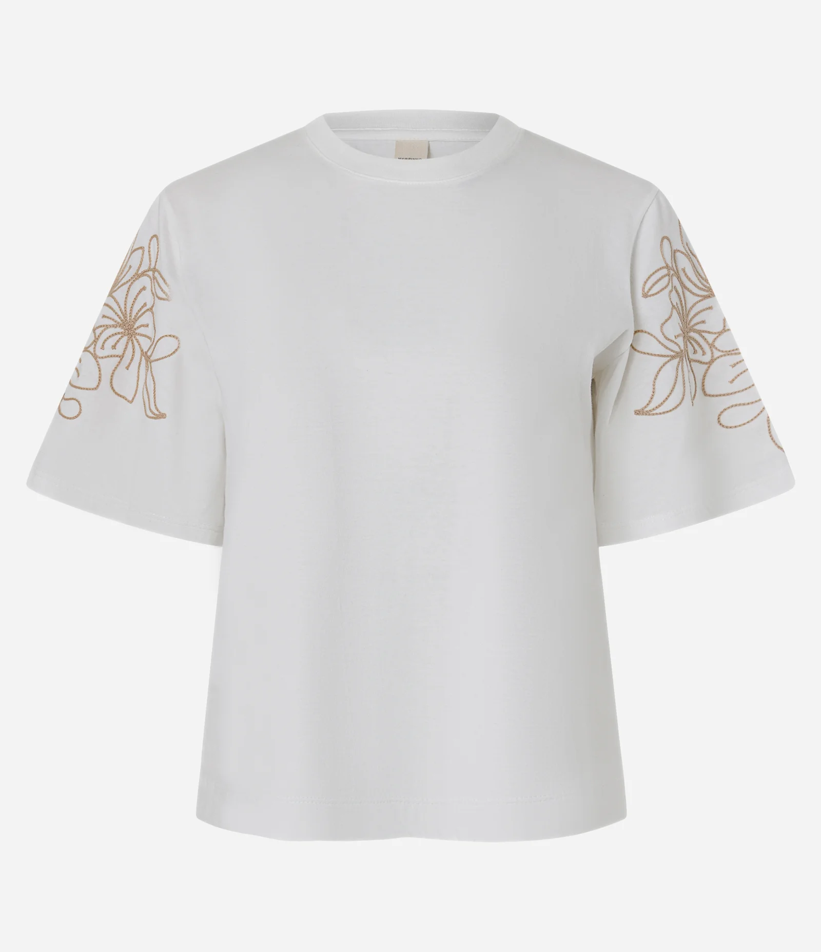 Blusa Slim em Algodão com Bordado Folhagem nas Mangas Branco 1