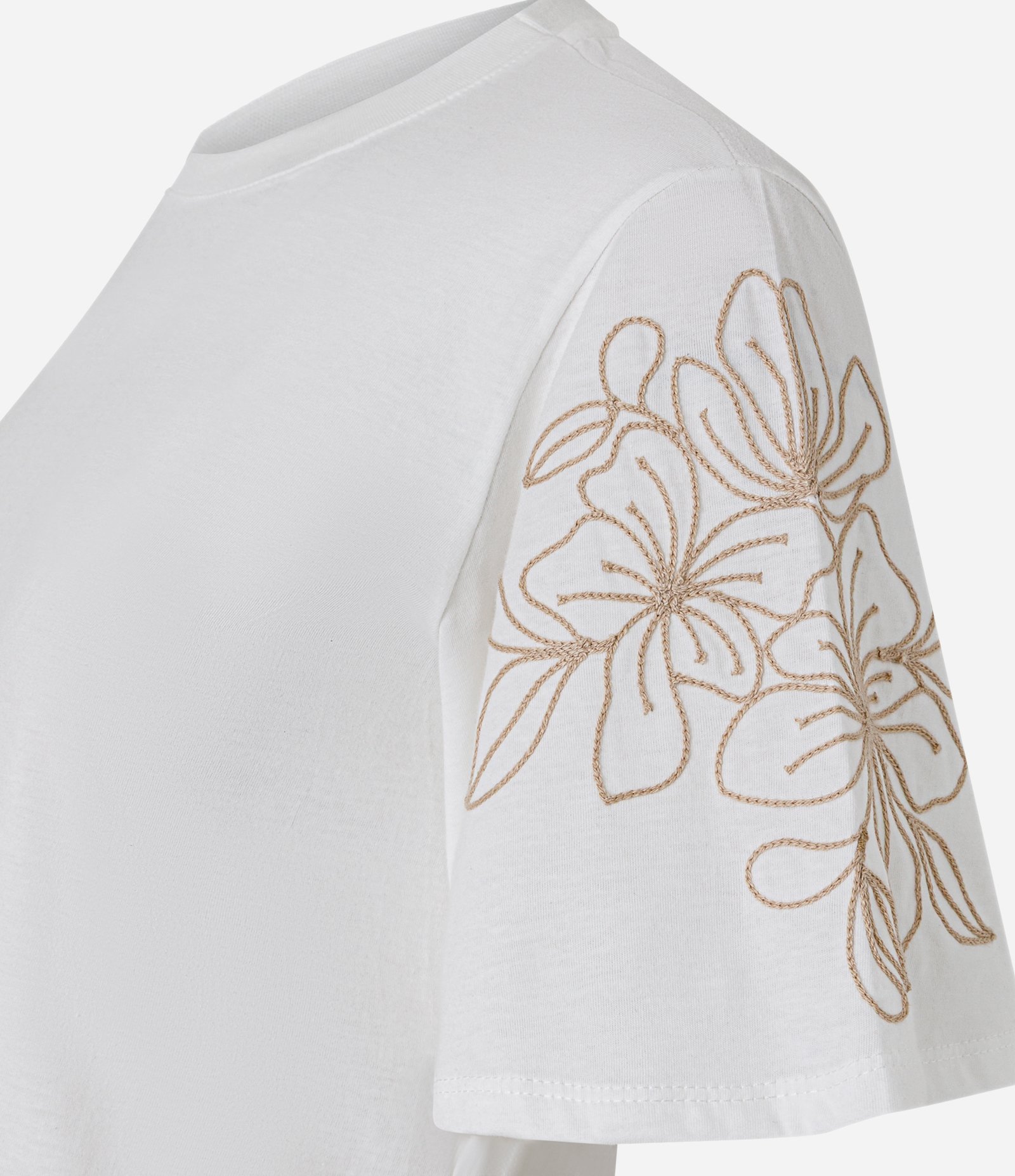 Blusa Slim em Algodão com Bordado Folhagem nas Mangas Branco 2
