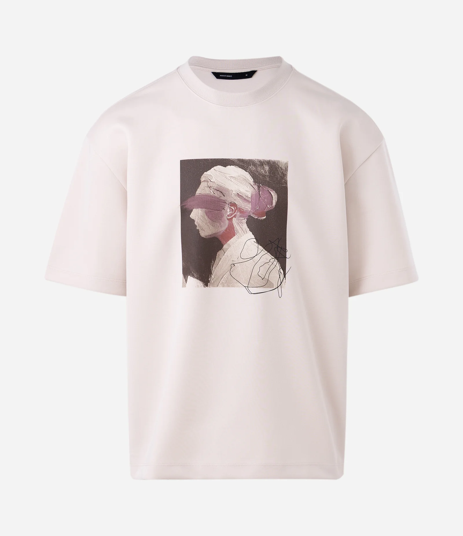 Camiseta Malha Pesada Tech Com Estampa Artística E Detalhe Bordado Bege 1