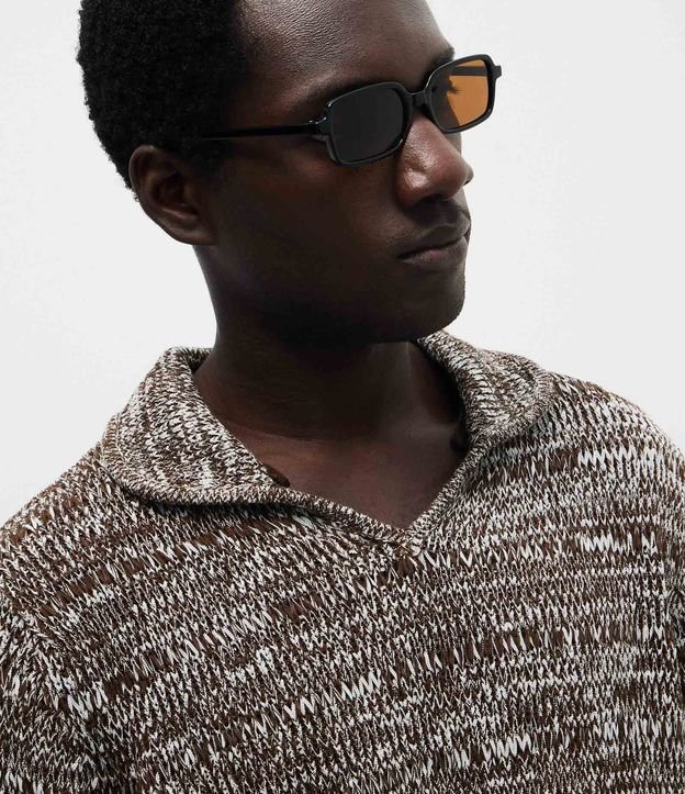 Camiseta Polo em Algodão com Textura e Fios Mesclados