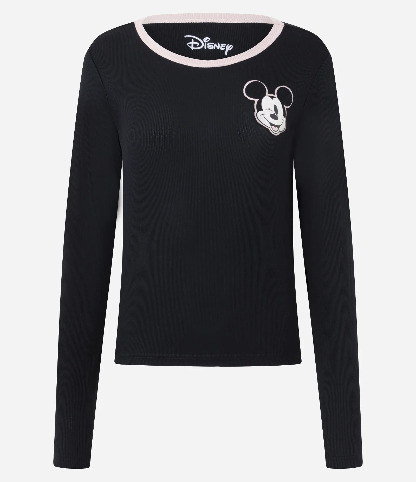 Blusa de Pijama em Ribana com Estampa Mickey Preto 1