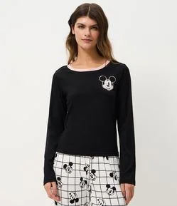 Blusa de Pijama em Ribana com Estampa Mickey