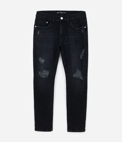 Calça Jeans Skinny Cropped com Rasgos