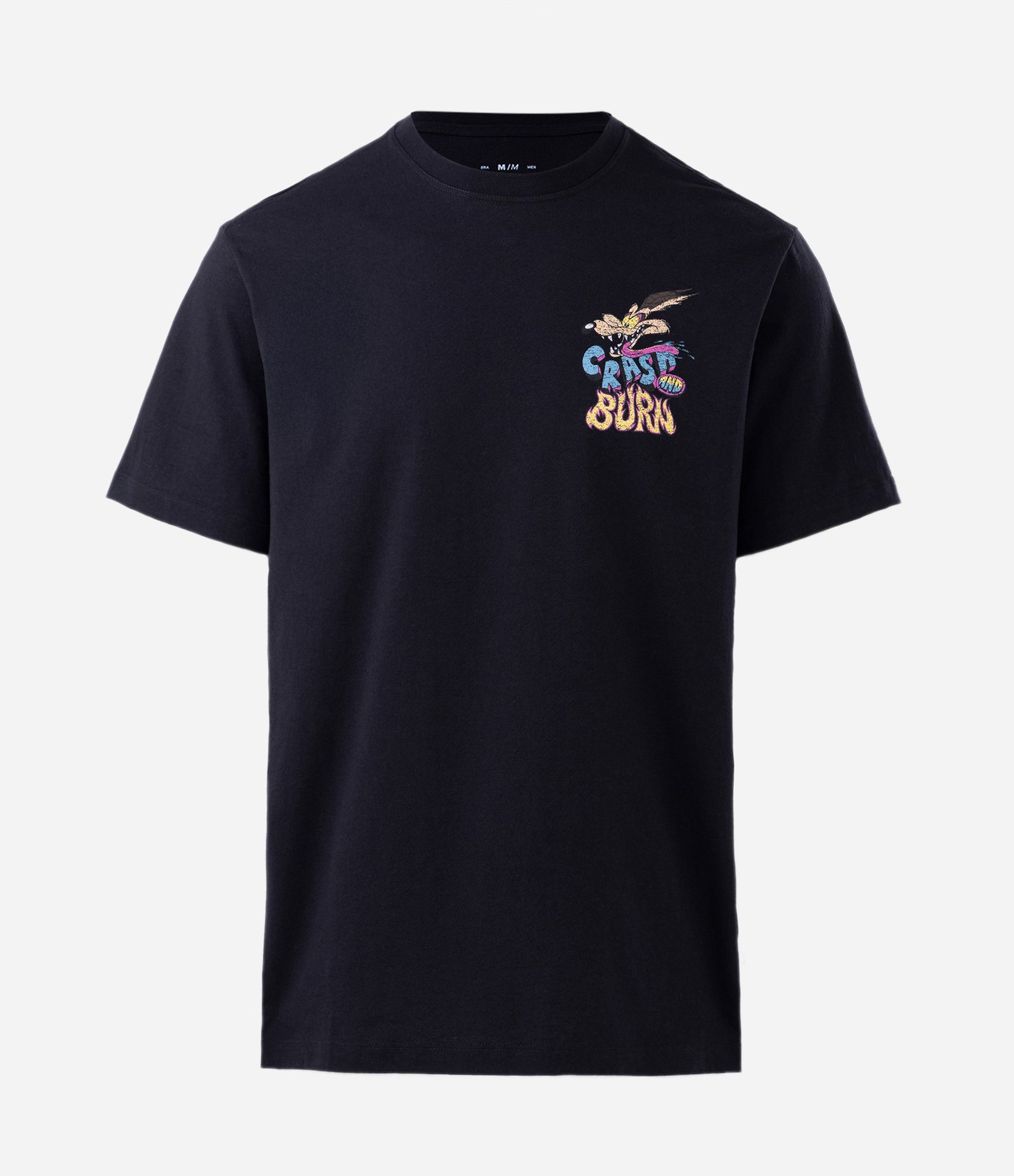 Camiseta Comfort  em Algodão com Estampa Coiote Crash And Burn Preto 1