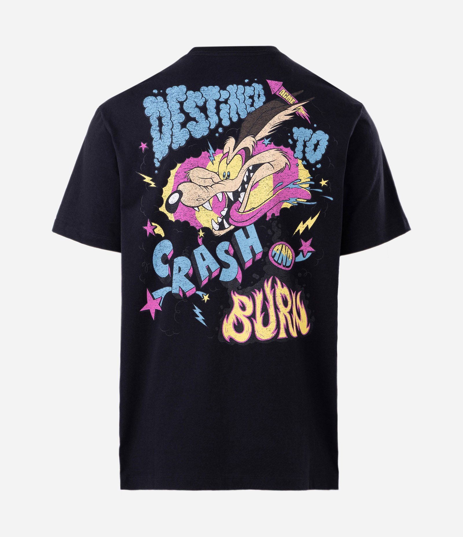 Camiseta Comfort  em Algodão com Estampa Coiote Crash And Burn Preto 2