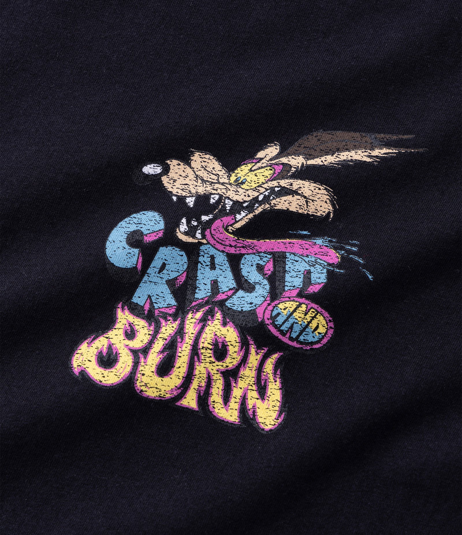 Camiseta Comfort  em Algodão com Estampa Coiote Crash And Burn Preto 4