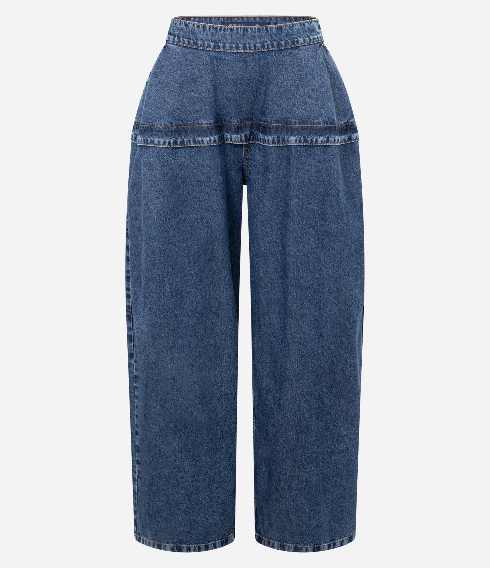 Calça Wide Leg em Jeans com Pala Saia Azul 1