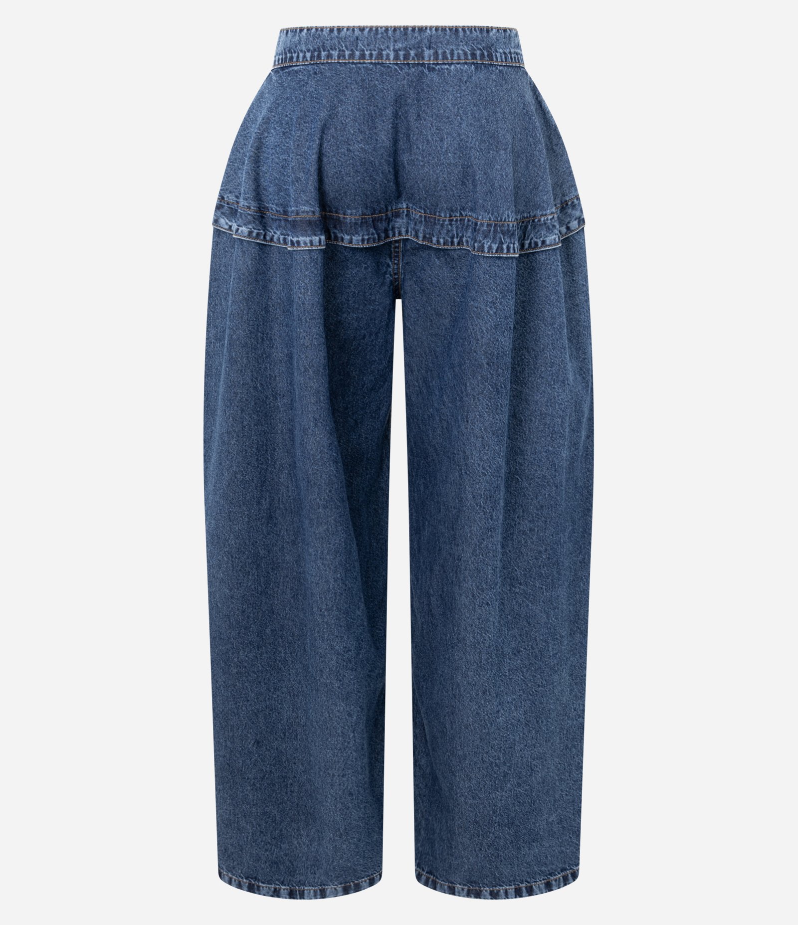 Calça Wide Leg em Jeans com Pala Saia Azul 2