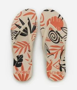 Chinelo Feminino com Estampa de Plantas e Tiras Finas