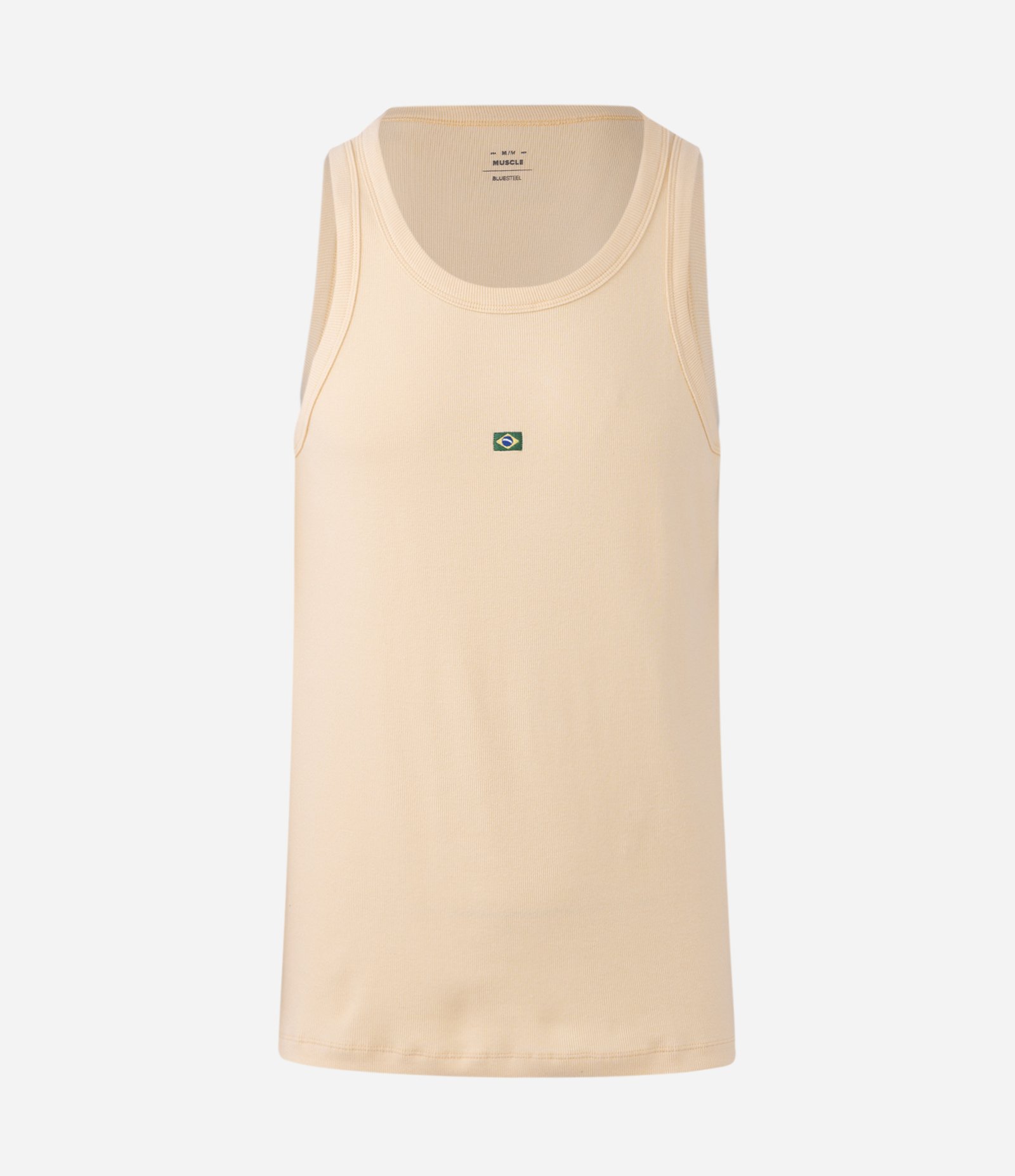 Regata Muscle com Bordado Bandeira do Brasil Bege 1