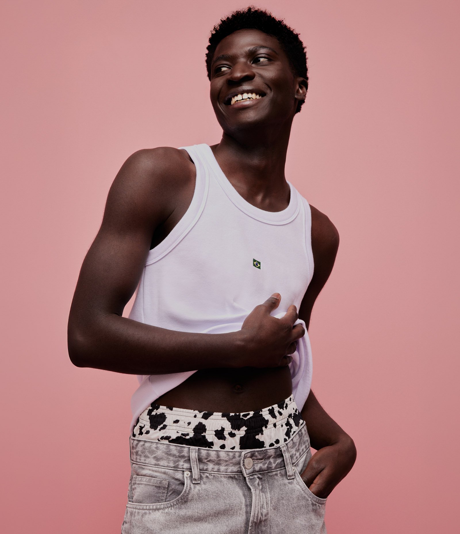 Regata Muscle com Bordado Bandeira do Brasil Branco 1