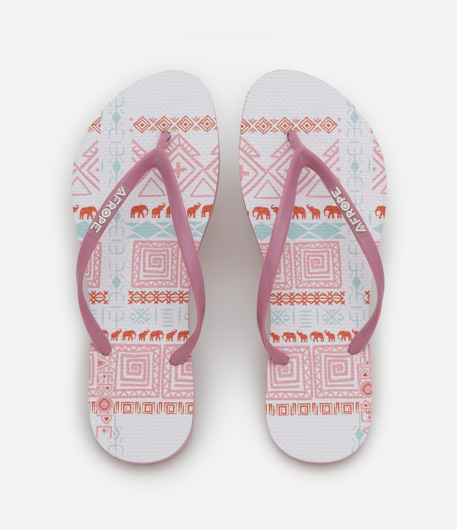 Chinelo Feminino Tiras Finas Estampado Branco / Rosa 1