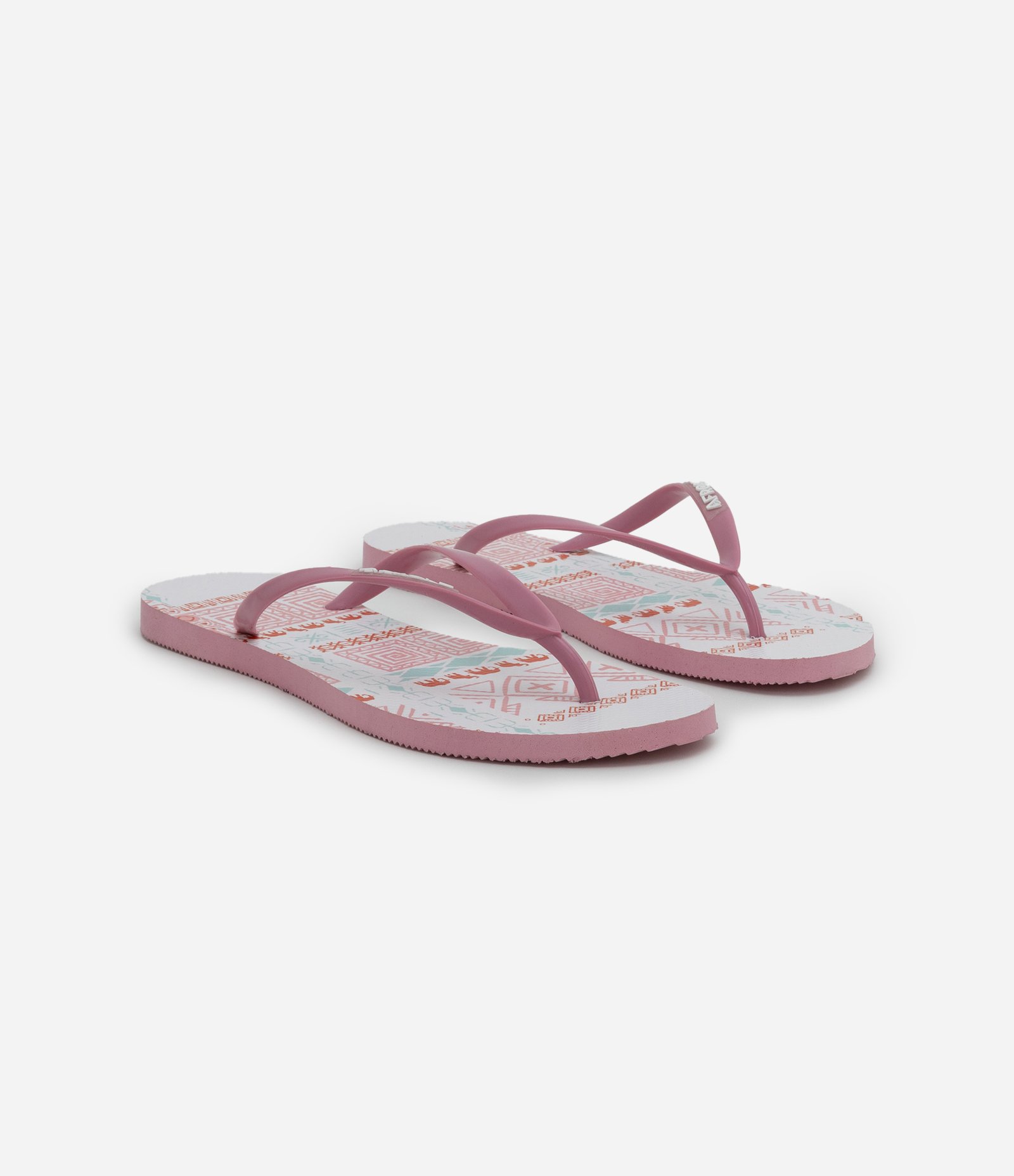 Chinelo Feminino Tiras Finas Estampado Branco / Rosa 3