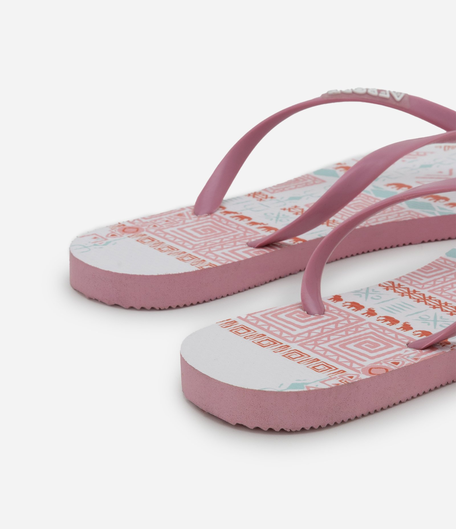 Chinelo Feminino Tiras Finas Estampado Branco / Rosa 4