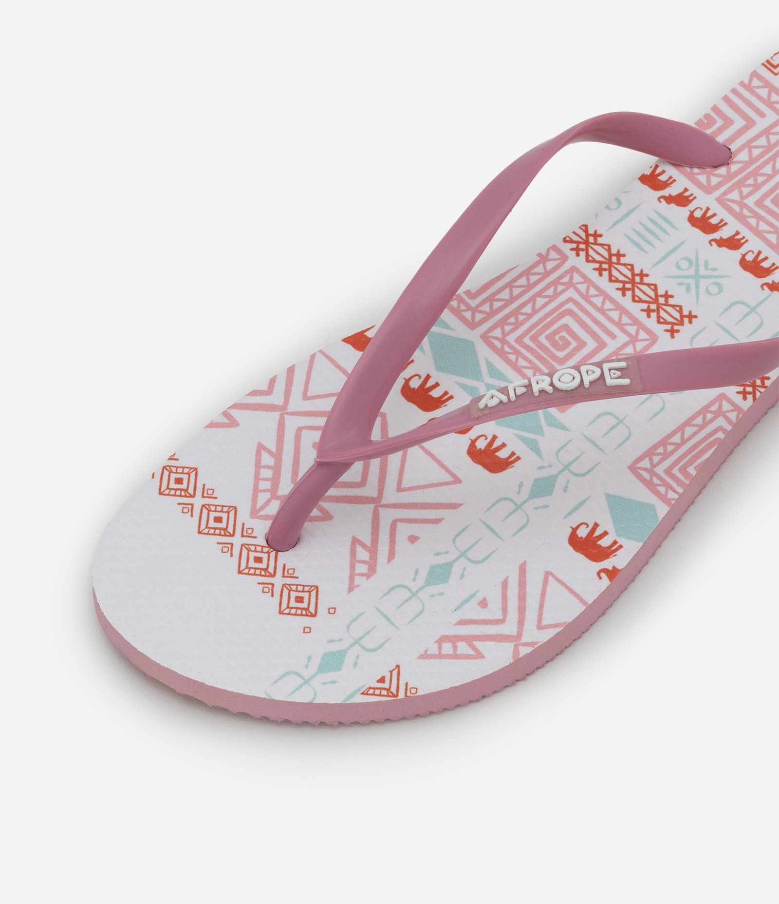 Chinelo Feminino Tiras Finas Estampado Branco / Rosa 5