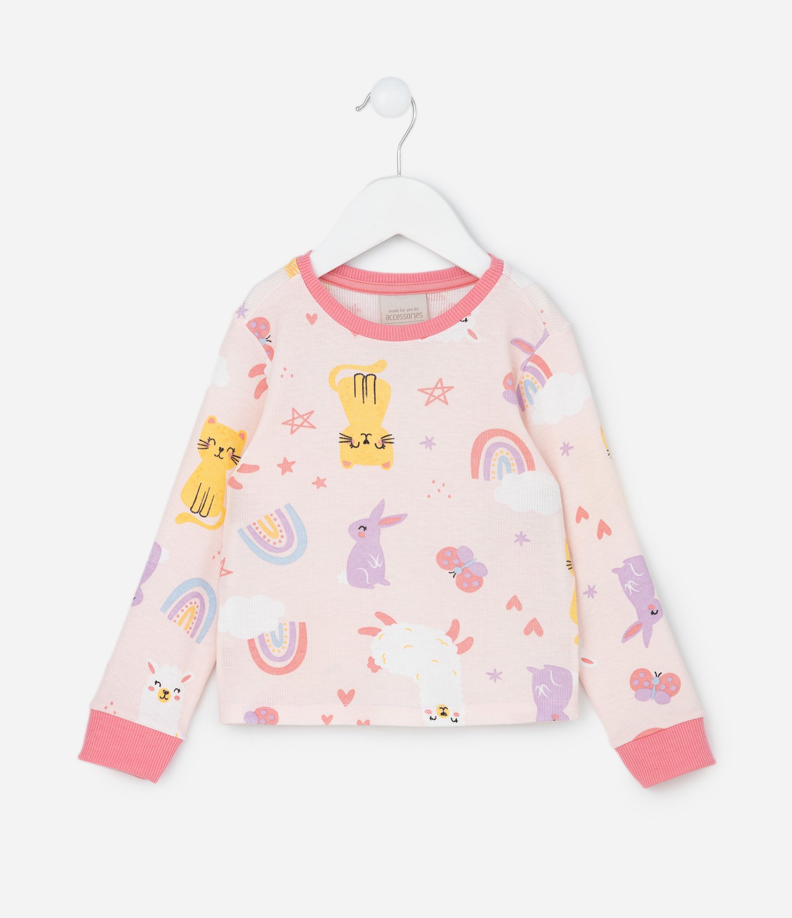 Pijama Infantil Longo com Estampa Animais – Tam 1 A 6 Anos Rosa Claro 2