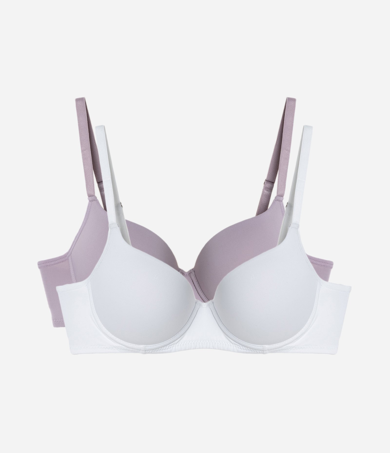 Kit 2 Sutiãs Meia Taça em Microfibra com Bojo e Aro Branco e Lilás 1