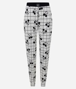 Calça de Pijama Jogger em Ribana com Estampa do Mickey