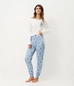 Calça de Pijama em Ribana com Estampa Ursinhos Carinhosos