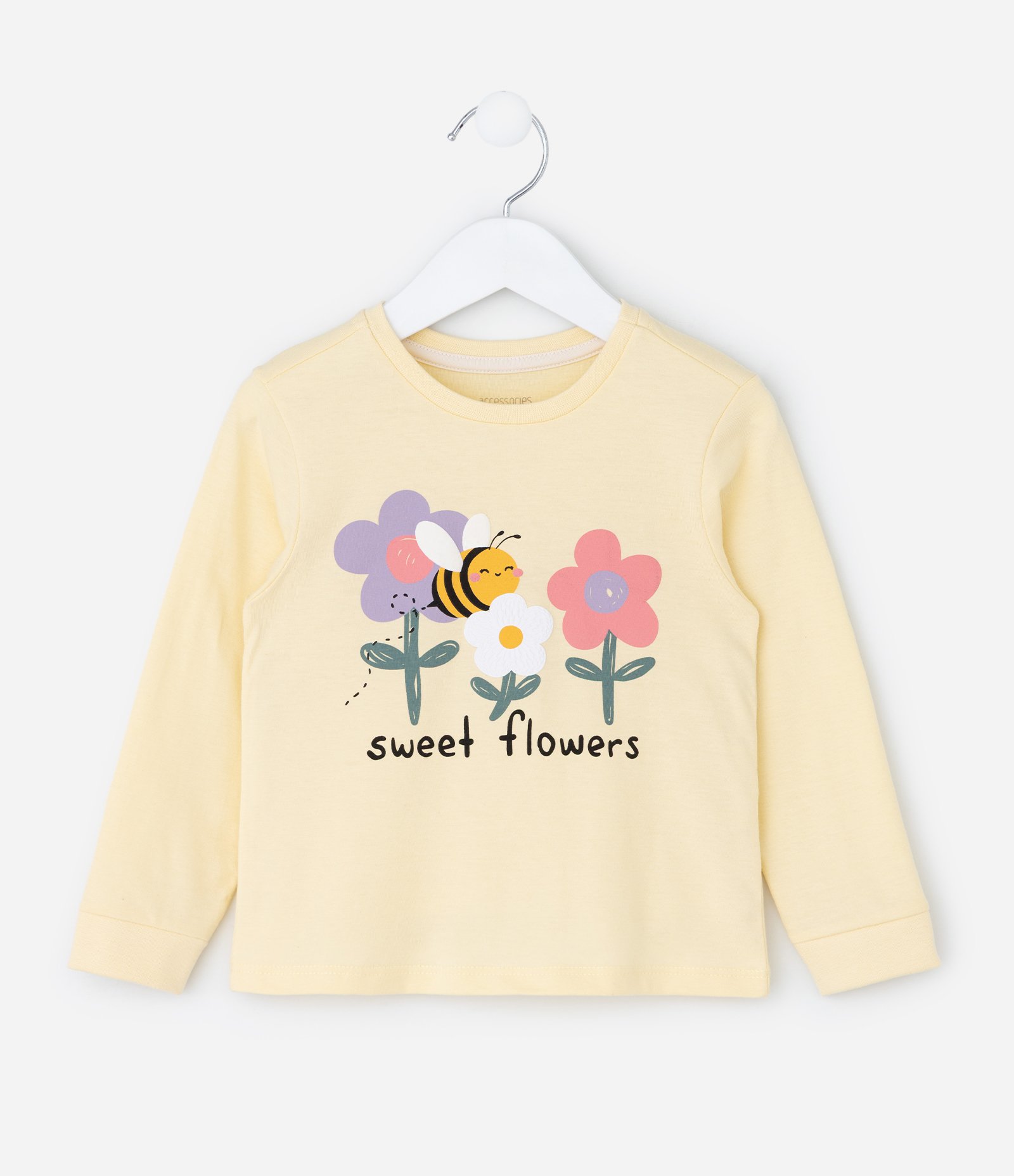 Pijama Infantil com Estampa de Abelhas e Flores – Tam 1 a 6 Anos Amarelo Claro 2