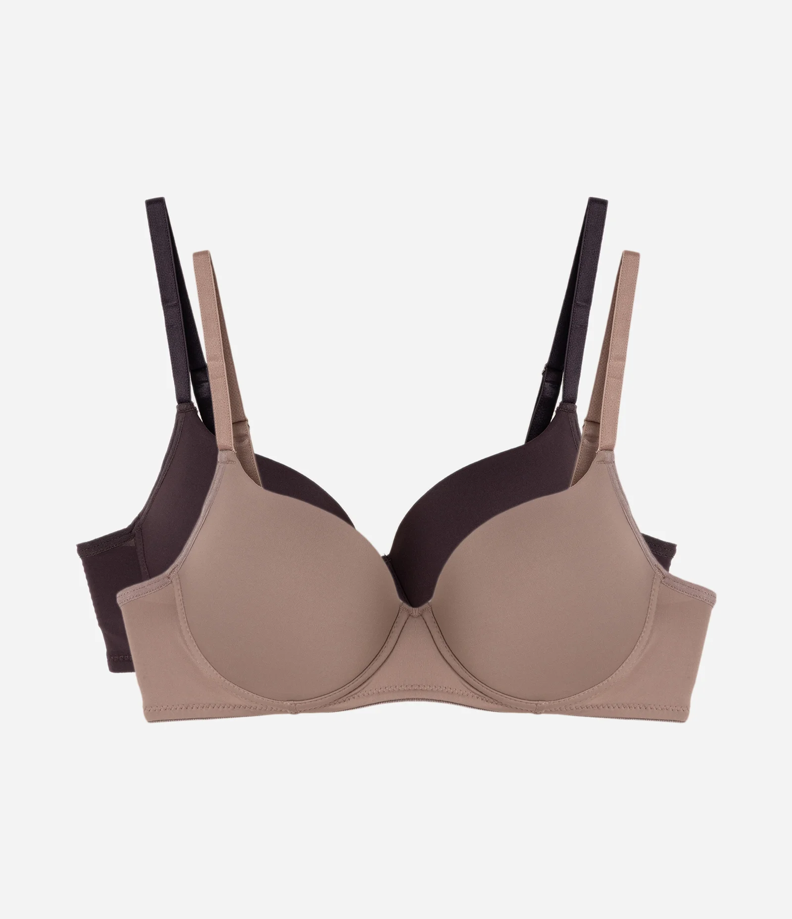 Kit 02 Sutiãs Meia Taça em Microfibra com Bojo e Aro Marrom/Bege 1