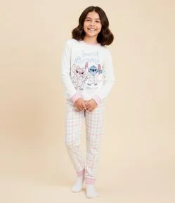 Pijama Infantil Longo com Estampa Stitch e Angel – Tam 5 a 14