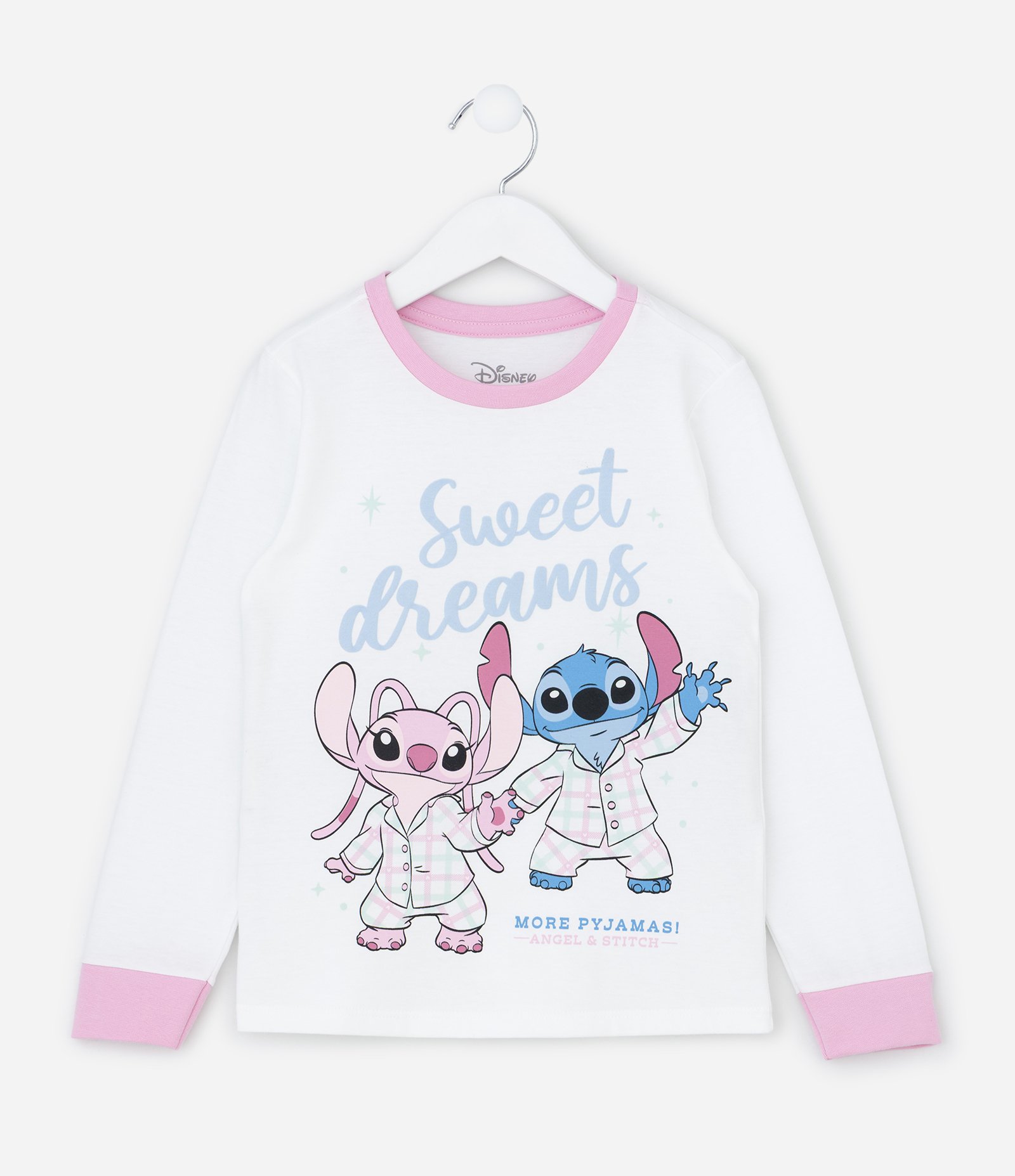 Pijama Infantil Longo com Estampa Stitch e Angel – Tam 5 a 14 Branco 2