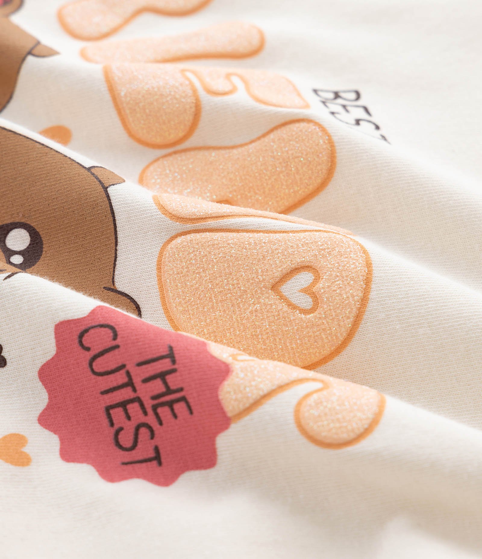 Pijama Infantil Longo com Estampa Capivara Friends  – Tam 5 a 14 Anos Off White/Laranja 9