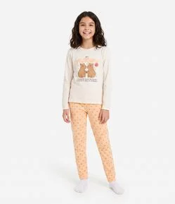 Pijama Infantil Longo com Estampa Capivara Friends  – Tam 5 a 14 Anos