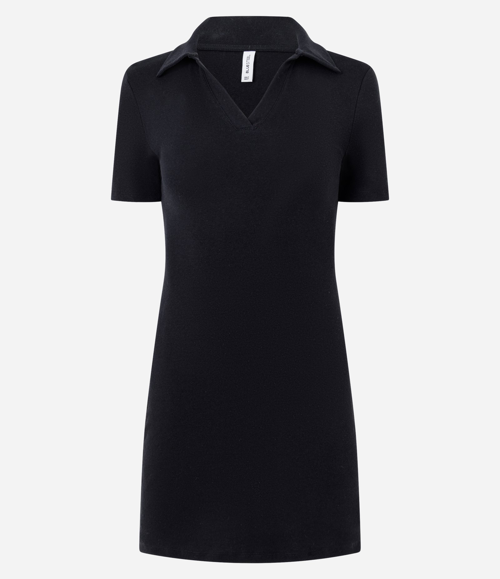 Vestido em Ribana com Gola Polo Preto 8