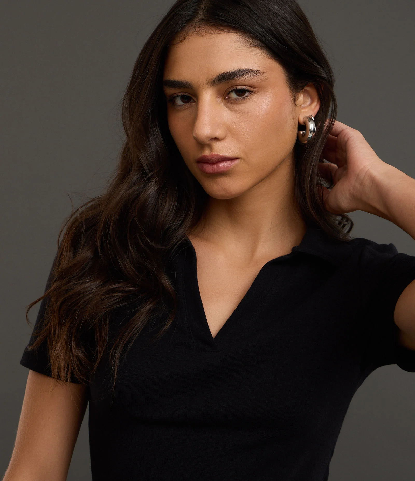 Vestido em Ribana com Gola Polo Preto 2